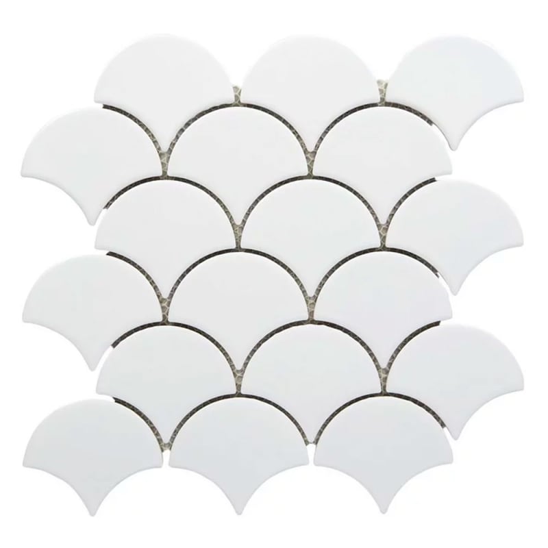 Glossy White Scallop Pattern Mosaic Tile